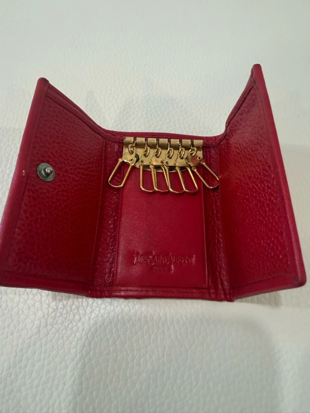 Vintage YSL Yves Saint Laurent Red Slim Wallet - Picture 3 of 9